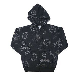 Women Nighmare Before Christmas Embroidered Zip Hoodie Jacket Size Small